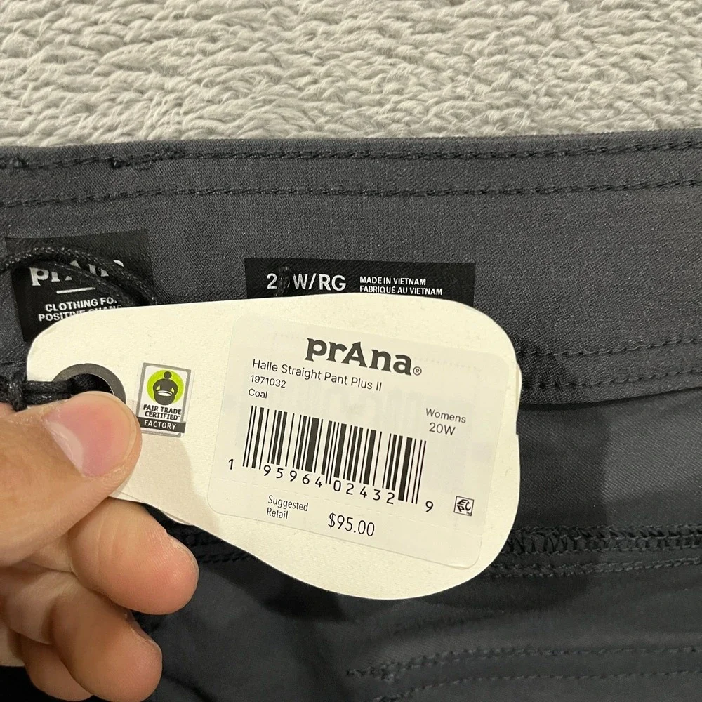 prAna Halle Pants Plus 2 Women's Size 20W Straight Drawstring Hiking Trail Coal